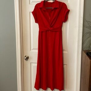 NWOT Red tie front dress size OXL